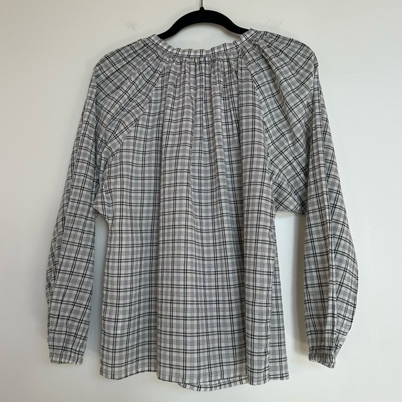 Nili Lotan Brooke Check Plaid Cotton Blouse Size Small - Picture 3 of 10